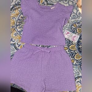Purple Textured Top and Shorts Set NWT 18MTHS